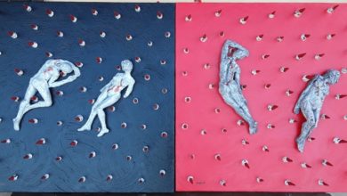 Rocco Cardinali-Riflessione 1, acrilico e ceramica, cm 180x90