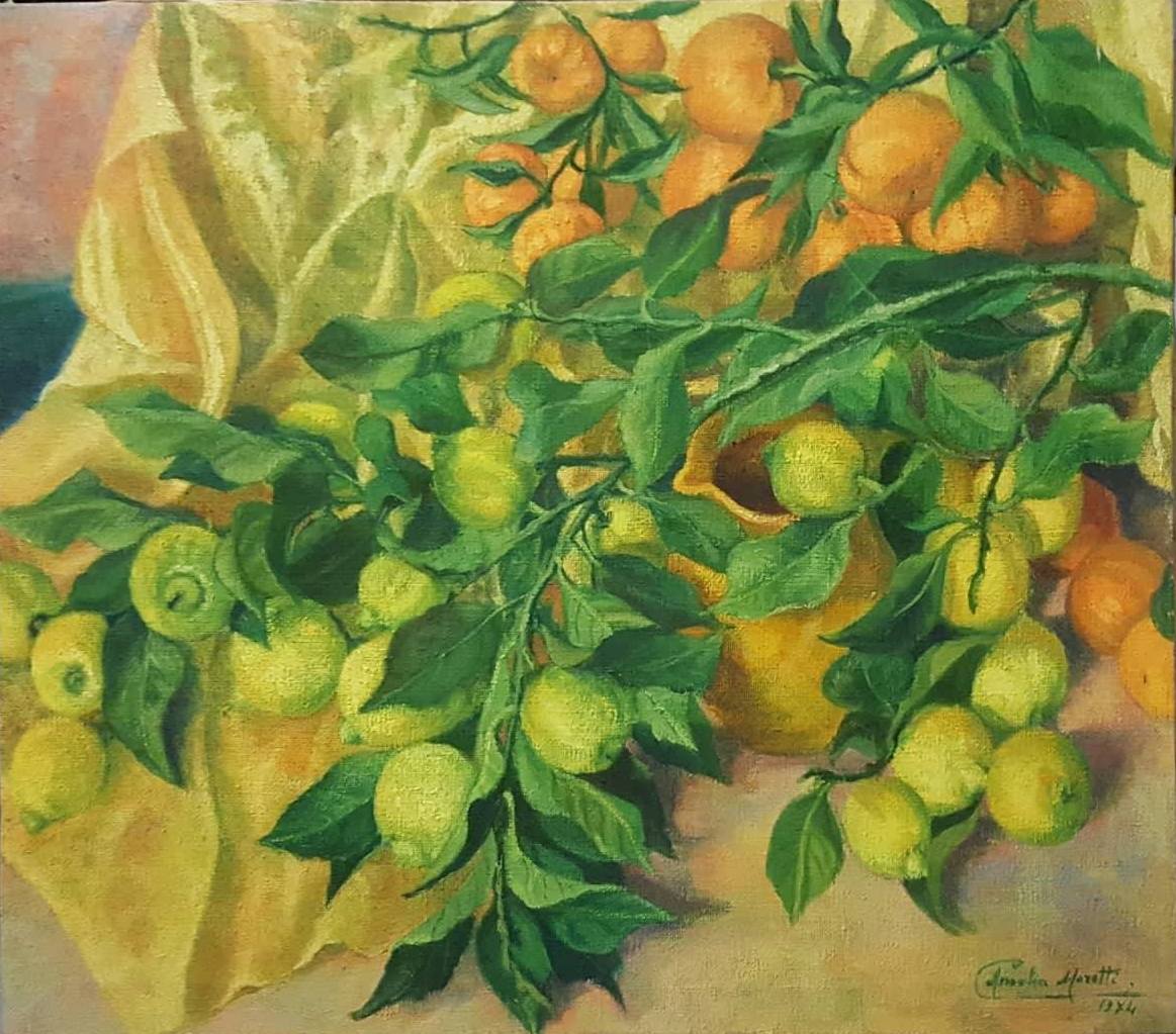 Amelia-Moretti-Natura-morta-con-limoni-olio-a-pennello-su-juta-70x80x2cm-1974