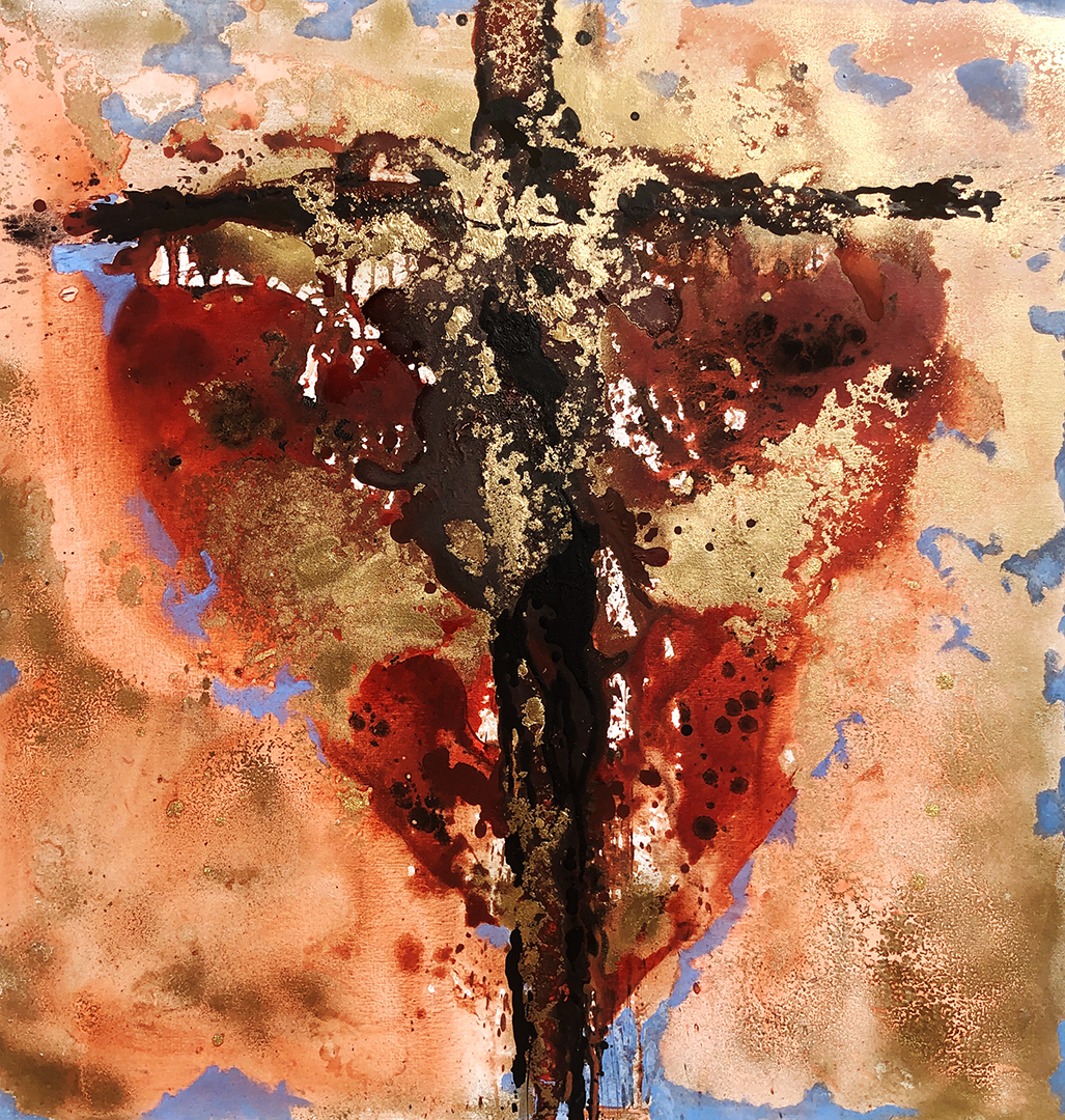 CANTONI Claudia - CroceCuore di Cristo 100x100 mixed media