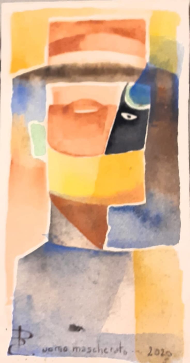 Barbara Cotignoli- Con un occhio guardare, con l'altro soffrire (Paul Klee), acquerello su carta, 2022 Barbara Cotignoli- Con un occhio guardare, con l'altro soffrire (Paul Klee), acquerello su carta, 2022