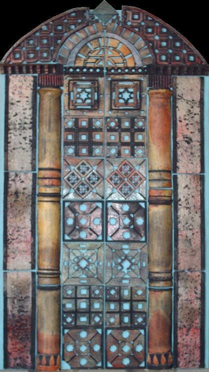 Alessandra Rizzo, Si apriranno le porte della per- Portale in ceramica raku, 100x175