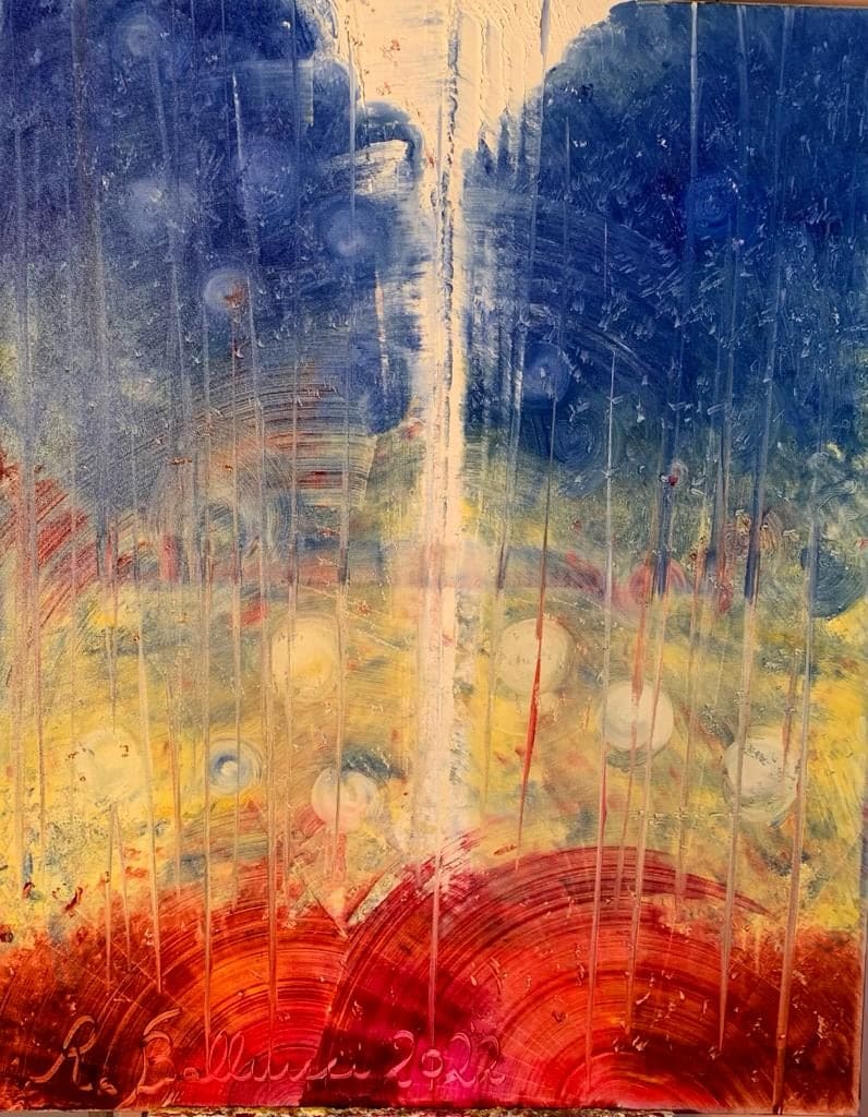Roberto Bellucci, Il cielo di Kiev, 2022- olio su tela, 70x100